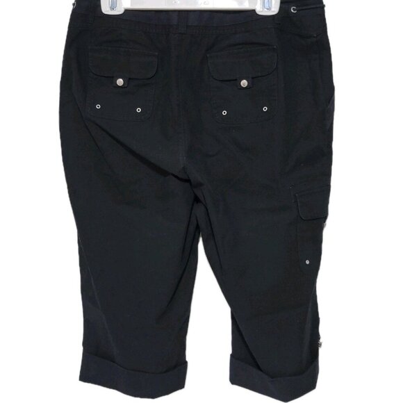 Christopher and Banks Capris 12 Women's Black Nautical Drawstring Tab Cuffs - Picture 2 of 4